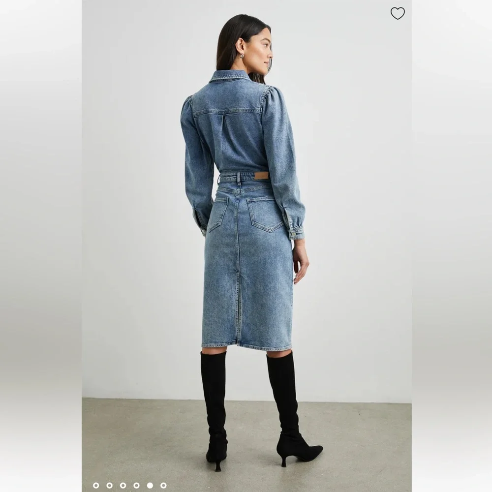 NWT Rails Beverly 100% Cotton Button Front Denim Long Sleeve Dress in West Coast - Picture 5 of 16